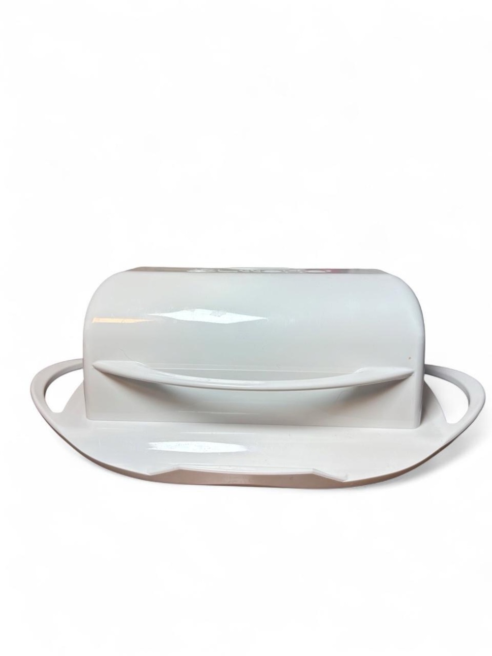 Butterie White Covered Butter Dish with Lid/Handle - Food Storage